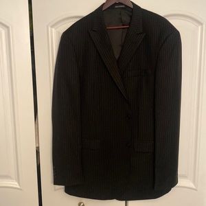 Sophisticated Perry Ellis wool pinstripe suit.